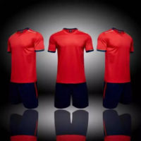 C039 Custom Logo Soccer Jersey Full Kit Red and Black