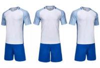 C053 Custom Logo Soccer Jersey Full Kit White and Blue
